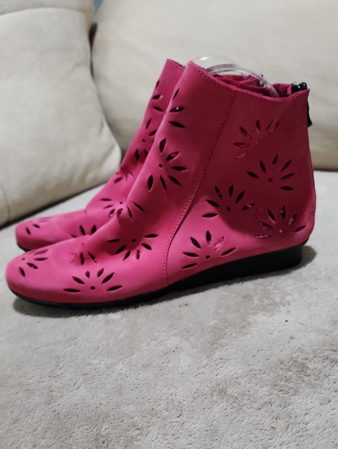 Arche Pink Floral Cutout Ankle Boots.New No Tag.